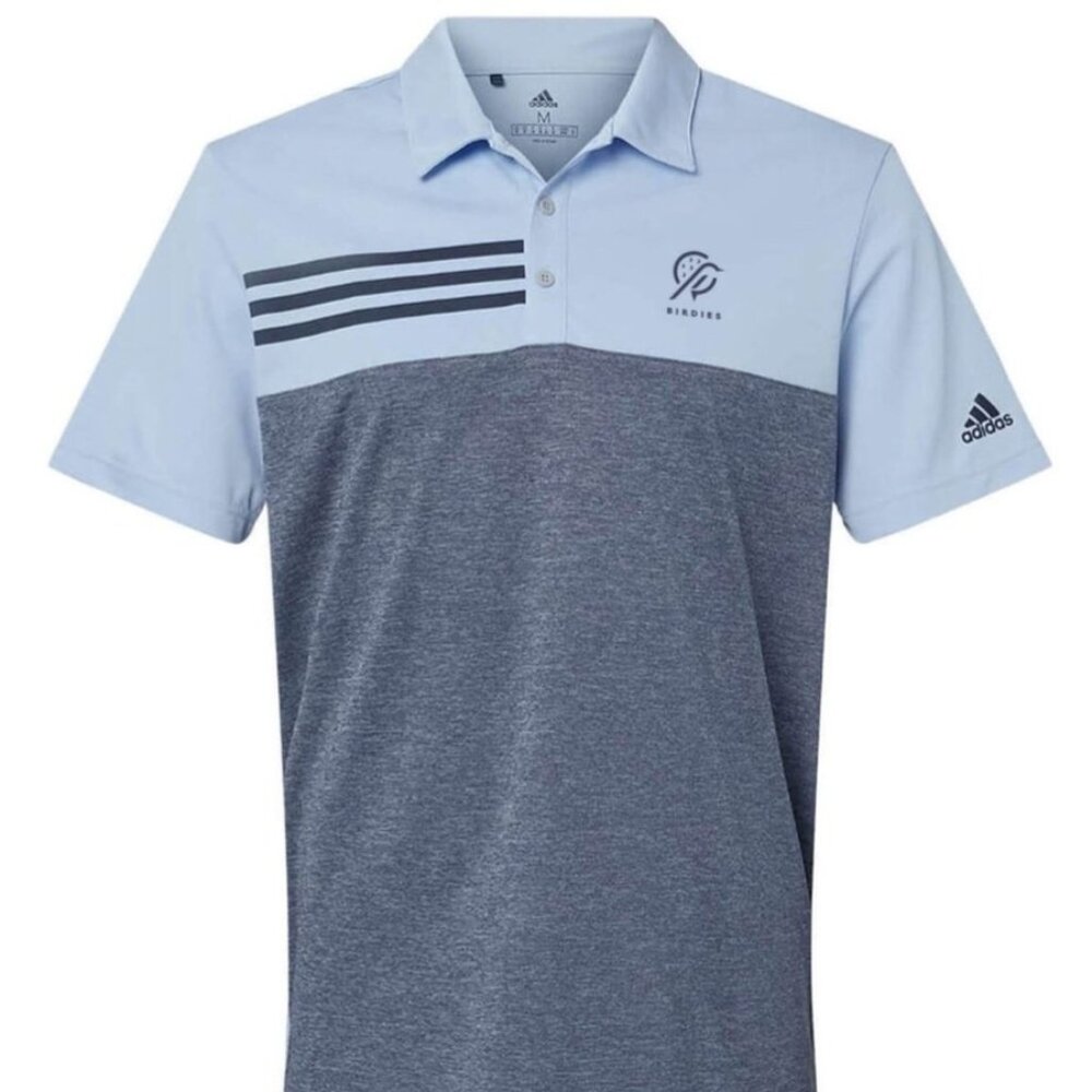 Adidas Men's Glow Blue Heather / Collegiate Navy Heathered Colorblock 3-Stripes